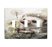 Charming Hedgehog Light Switch Cover Plates/Outlet Covers, Adorable Nature Design for Home Decor, Thermoplastic Wall Plates, Standard Size Triple Toggle