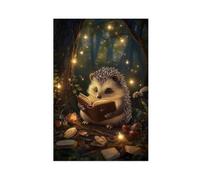 Charming Hedgehog Reading Canvas Art Poster Print Rustic Farmhouse Decor Woodland Scene for Book Lovers Wall Art for Living Room Bedroom Home Office (14)