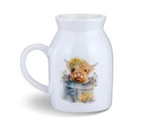 Charming Highland Cow Milk Jug with Handle 330ml Versatile Ceramic Milk Jugs for All Type of Kitchens Highland Cows Gifts for Women Animal Lover Gift for Mum Sister Friend