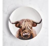 Charming Highland Cow Side Plate - Hand-Decorated Porcelain, Dishwasher & Microwave Safe, Adds a Cozy Touch to Any Meal Perfect for Snacks, Starters, or Desserts -M29