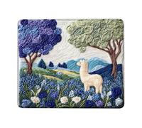 Charming Landscape Llama Desk Mouse Pad, Blue Violet Natural Scenery Stitched Edge Mousepad, Rubber Non-Slip Washable Gaming Mouse Pad for Home Office Computer, Laptop Square 8x10 Inch