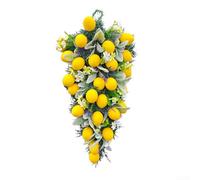 Charming Lemon Branch Wreath with Full Green Foliage for Creating a Warm Welcome on Main Entry or Side Entrance Doors
