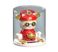 Charming Light Sensing Lucky Cat Ornament, Automatic Nodding Feature for Living Spaces, Symbolizing Joy and Wealth (A-Red)