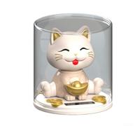 Charming Light Sensing Lucky Cat Ornament, Automatic Nodding Feature for Living Spaces, Symbolizing Joy and Wealth (B-Beige)