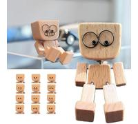 Charming Little Wooden Figure That Sways with 12pcs Magnetic Expressions,Shaking Wooden Man Figurine,Funny Wood Desktop Ornament Decor,Car Dashboard Decorations,Creative Gifts Commutes for Men (wood)