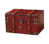 Charming Lockable Wooden Storage Box Perfect for Keeping Your Keys and Passwords Safe (Red A)