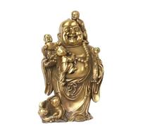 Charming Lucky Arts Decor,Zen Laughing Buddha with 5 Happy Kids,Fine Brass Sculptures Opening Congratulation Birthday Gifts