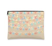 Charming Makeup Bag, Multicolor Light Strings Cosmetic Travel Pouch for Women, Portable Small Canvas Zipper Organizer, Holiday Skincare Toiletry Bag, Multicolor, 7x9 Inch, Light Strings