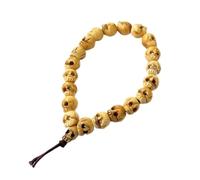 Charming Mens Ox Bone Carved Skull Beads Buddhist Prayer Wrist Mala Bracelet