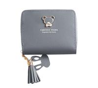 Charming Mini Purse for Women with Tassel, Cute Bear Zipper, Daily Use and Commuting, Perfect for Students and Practical (Grey, One Size)