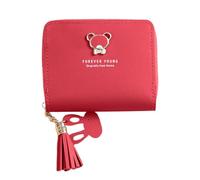 Charming Mini Purse for Women with Tassel, Cute Bear Zipper, Daily Use and Commuting, Perfect for Students and Practical (Red, One Size)