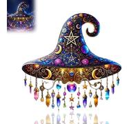 Charming Moonlight Witch Hat Window Hanging Sun Catcher Decor - 2D Magical Witch Hat Design, Stained Glass Look Acrylic Sun Catcher, Rainbow Light Ornament for Home (light purple,1pcs)