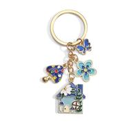 Charming Mushroom house and Butterfly Pendant Keychain for Women, Unique Gifts and Travel Accessories, Friendship, Inspirational and Thank You Gifts for Friends, Girlfriends, Teachers, and Retirees
