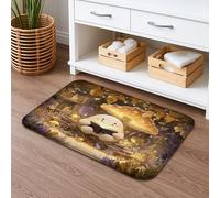 Charming Mushroom Quick Dry Bath Mat, Fanciful Floral Forest Non Slip Shower Mat, Cozy Flannel Washable Bath Rugs for Bathroom Toilet Restroom Decorative 20x32 Inch