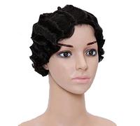 Charming Natural Women's Black Pixie Cut Short Wigs Heat-Resistant Synthetic Natural Breathable Short Curly Wigs Suitable for Daily Gatherings Black,8in (Black 8in)