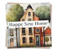 Charming New Home Congratulations Card for Loved One - Quaint, Colourful - Happy New Home - for Friend, Bestie, Colleague, Relative