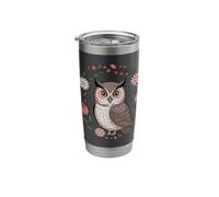 Charming Owl Surrounded by Floral Beauty Stainless Steel Insulated Tumbler