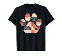 Charming Patchwork Paw Print Rustic Farmhouse Dog Mom Value Graphic T-Shirt, Men, Black, L