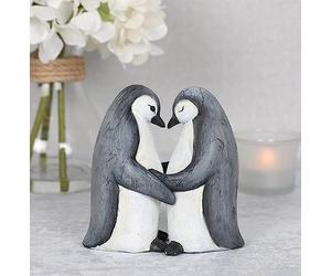 Charming Penguin Partner Display Ornament - 1 Pc. - Showcase Partners for Life - Resin Material - Gift for Weddings, Anniversaries & Valentine's, White & Grey