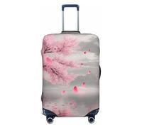 Charming Pink Cherry Trees with Lake Views Elastic Travel Luggage Cover Suitcase Protector, Print Suitcase Baggage Cover Anti-Scratch