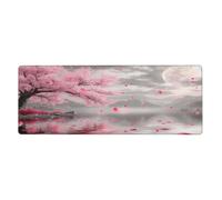 Charming Pink Cherry Trees With Lake Views Mouse Pad In Big Extended Non-Slip Rubber Base Mousepad With Stitched Edges Gaming Pc Desktop Large Mouse Pad 11.8x31.5