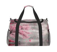 Charming Pink Cherry Trees with Lake Views Waterproof Weekender Bags Duffel Bag Large Carry On Hand Luggage Bags Foldable Tote Bag for Travel Sports Gym Dance