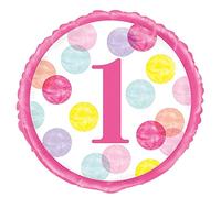 Charming Pink Dots 1st Birthday Foil Balloon (45cm) - Perfect for Any Age Celebration, Birthday & Parties - 1 Pc