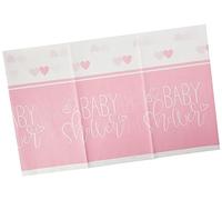 Charming Pink Hearts Baby Shower Rectangular Plastic Table Cover (137cm x 274cm) - Perfect for Celebration of Your Little One - 1 Pc