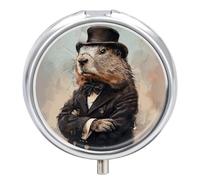 Charming Prairie Dog Pill Box 3 Compartment Waterproof Pill Case with Mirror Portable for Purse Pocket Daily Medicine Vitamin Organizer Travel Med Container Holder for Fish Oil Supplements