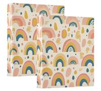 Charming Rainbow Boho Style 1-1/2 Inch Binder Three Rings Binder With Pockets 1/2 Pack Binder Aesthetic Binder 200 Sheets