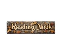 Charming 'Reading Nook' Metal Sign, 16x4 Inch, Farmhouse Sign for Home, Library Room, Reading Corner, Bathroom, Garage - Vintage Style Wall/Gate Hanging Plaque Decor, Holiday Decor