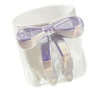 Charming Ribbon Mugs with Bow Handle,Charming Ribbon Mugs,350ml Bow Mug,Ceramic BowCoffee Mug for Female Friends and Colleagues (Purple)