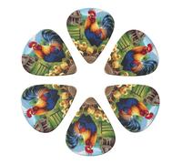 Charming Rooster Chick Farm Scene Guitar Picks 6 Pack Thin Medium Heavy Thickness Guitars Pick For Acoustic Electric Guitar Ukulele Bass 0.71mm