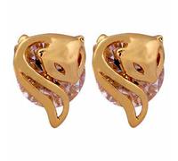 Charming Round Clear Cut Cubic Zirconia Little Fox Small Mini Stud Earrings Women