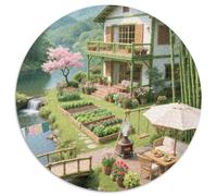Charming Rural Scenery 1000 Pieces for Kids, Round Jigsaw Puzzles, Unique Challenging Stress Reliver Family Educational Games 1000pcs (67.5x67.5cm)