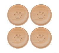 Charming Set of 4 Wooden Bear Paw Coasters Sturdy Beech Wood Drink Protectors for Daily Use and Special Occasions