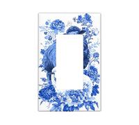 Charming Sheep Light Switch Cover Plate/Outlet Covers, Blue Floral Design for Spring Decor, Thermoplastic Wall Plates, Standard Size Single Rocker