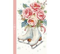 Charming Skates & Pink Roses Vintage Holiday Notebook - Soft Girl Aesthetic: 120 Lined pages, 5 x 8 inches, snowflake-theme endpapers, self-care diary, Christmas gift idea for writers, teens, women