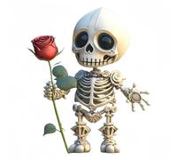 Charming Skeleton with Rose PVC Vinyl Car Decals Stickers Waterproof Self-Adhesive Decals for Cars, Laptops, Trucks, Motorcycles Wall Window Luggage Scratch Cover Door Decor Sticker