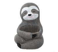 Charming Sloth Resin Unique Succulent Holder with Drainage for Healthy Growth Perfect Desktop Decoration (Gray)
