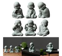 Charming Small Buddha Monk Statues Hear, See, Speak No Evil Decor for Peaceful Living Areas and Gardens (E)