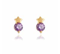Charming Smooth Inlay Round Cubic Zirconia Lucky Star Small Stud Earrings