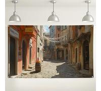 Charming Street Scene Backdrop, Vintage Village Photography Background, Perfect for Birthday Celebrations, Indoor/Outdoor Party Decorations, Seasonal Festivities 71x43 Inch