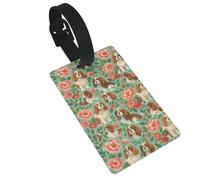 Charming Sun and Moon Luggage Tags Travel Bag Backpack Tags for Women Men Girls Teens, Cavalier King Charles Spaniel & Blooming Flowers, One Size