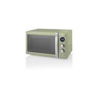 Charming Swan Retro Green 800W Digital Microwave: Fast, Stylish, Easy-Clean Kitchen Essential
