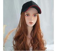 Charming Synthetic Wig Female Ladies High Temperature Fluffy European Popular Realistic Natural Chemical Fiber Baseball Cap Gradient Long Curly Hair - C(F)