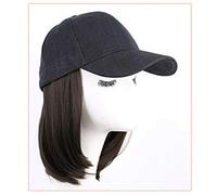 Charming Synthetic Wig Female Ladies High Temperature Fluffy European Popular Realistic Natural Chemical Fiber Black Baseball Cap Short Straight Hair - C(F)