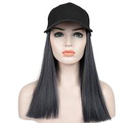 Charming Synthetic Wig Female Role Playing Ladies High Temperature Fluffy Realistic Natural Chemical Fiber Black Baseball Cap Gradient Long Hair - B(C)