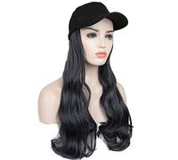 Charming Synthetic Wig Female Role Playing Ladies High Temperature Fluffy Realistic Natural Chemical Fiber Black Baseball Cap Gradient Long Hair - B(A)