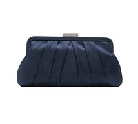 CHARMING TAILOR Classic Pleated Satin Clutch Bag Diamante Embellished Formal Handbag for Wedding/Prom/Black-Tie Events, Navy, S